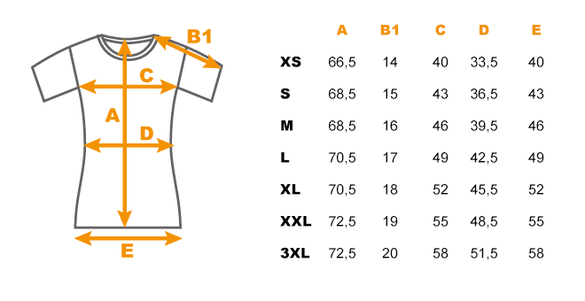 Tabulka velikostí - VÝPRODEJ - Dámské prodloužené tričko BIKE neon žlutá, S, M, L, XL, XXL