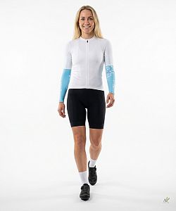 Dámské cyklistické návleky na ruce FLOWERS BABY BLUE