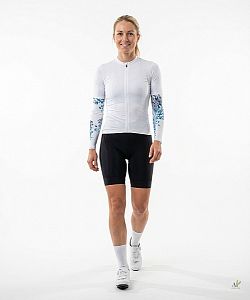 Dámské cyklistické návleky na ruce FLOWERS bílá/modrá