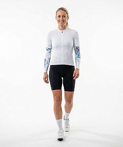 Dámské cyklistické návleky na ruce FLOWERS bílá/modrá