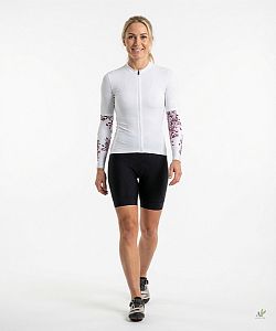 Dámské cyklistické návleky na ruce FLOWERS bílá/vínová