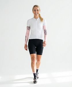 Dámské cyklistické návleky na ruce FLOWERS Old pink