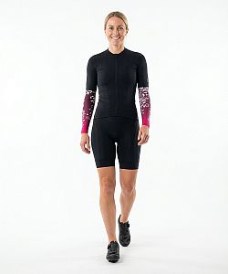 Dámské cyklistické návleky na ruce FLOWERS vínová