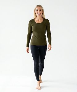 Dámské funkční tričko SPORTY dlouhý rukáv KHAKI Bamboo Ultra CLASSIC