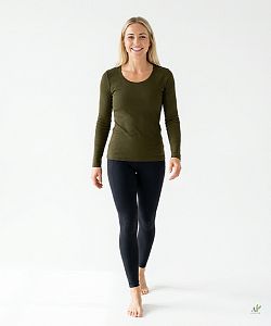 Dámské funkční tričko SPORTY dlouhý rukáv KHAKI Bamboo Ultra CLASSIC