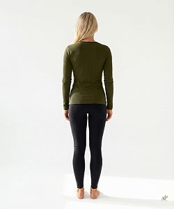 Dámské funkční tričko SPORTY dlouhý rukáv KHAKI Bamboo Ultra CLASSIC