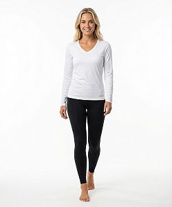Dámské funkční tričko SPORTY "V" dlouhý rukáv bílá Bamboo Ultra CLASSIC