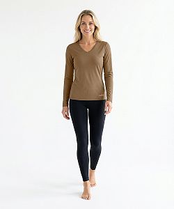 Dámské funkční tričko SPORTY "V" dlouhý rukáv cappuccino Bamboo Ultra CLASSIC