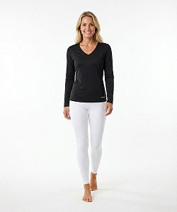 Dámské funkční tričko SPORTY "V" dlouhý rukáv černá Bamboo Ultra CLASSIC