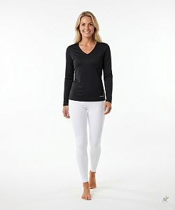 Dámské funkční tričko SPORTY "V" dlouhý rukáv černá Bamboo Ultra CLASSIC