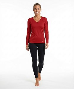 Dámské funkční tričko SPORTY "V" dlouhý rukáv červená Bamboo Ultra CLASSIC