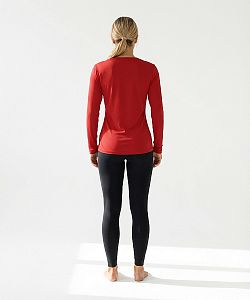 Dámské funkční tričko SPORTY "V" dlouhý rukáv červená Bamboo Ultra CLASSIC