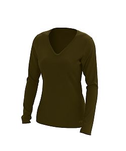 Dámské funkční tričko SPORTY "V" dlouhý rukáv KHAKI Bamboo Ultra CLASSIC