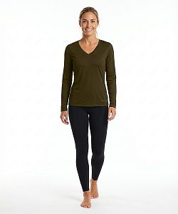 Dámské funkční tričko SPORTY "V" dlouhý rukáv KHAKI Bamboo Ultra CLASSIC