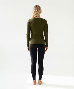 Dámské funkční tričko SPORTY "V" dlouhý rukáv KHAKI Bamboo Ultra CLASSIC