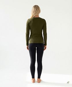 Dámské funkční tričko SPORTY "V" dlouhý rukáv KHAKI Bamboo Ultra CLASSIC