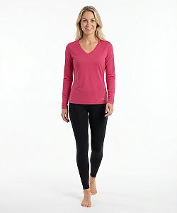 Dámské funkční tričko SPORTY "V" dlouhý rukáv růžová Bamboo Ultra CLASSIC
