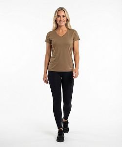 Dámské funkční tričko SPORTY "V" krátký rukáv cappuccino Bamboo Ultra CLASSIC