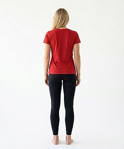 Dámské funkční tričko SPORTY "V" krátký rukáv červená Bamboo Ultra CLASSIC