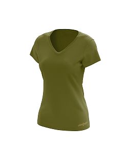 Dámské funkční tričko SPORTY "V" krátký rukáv olivová Bamboo Ultra CLASSIC