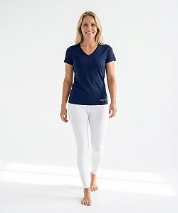 Dámské funkční tričko SPORTY "V" krátký rukáv tmavá modrá Bamboo Ultra CLASSIC