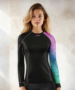 Dámské funkční triko dlouhý rukáv AQUARELLE černá Bamboo Heavy