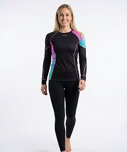 Dámské funkční triko dlouhý rukáv AQUARELLE černá Bamboo Ultra
