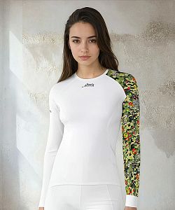Dámské funkční triko dlouhý rukáv CAMO bílá Bamboo Heavy