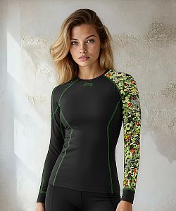 Dámské funkční triko dlouhý rukáv CAMO černá Bamboo Heavy