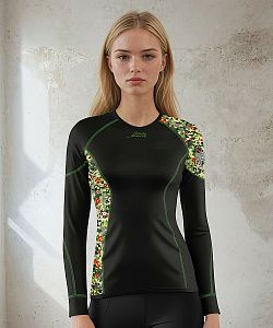 Dámské funkční triko dlouhý rukáv CAMO černá Bamboo Ultra