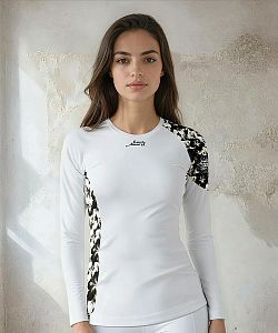 Dámské funkční triko dlouhý rukáv FLOWERS bílá Bamboo Ultra