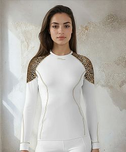 Dámské funkční triko dlouhý rukáv LEO bílá/hnědá Bamboo Light New