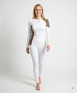Dámské funkční triko dlouhý rukáv LEO bílá/hnědá Bamboo Ultra