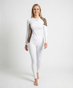 Dámské funkční triko dlouhý rukáv LEO bílá/hnědá Bamboo Ultra