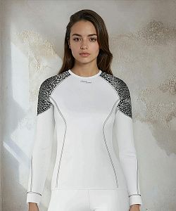 Dámské funkční triko dlouhý rukáv LEO bílá/šedá Bamboo Light New