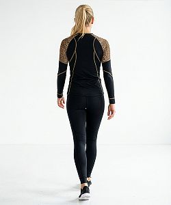 Dámské funkční triko dlouhý rukáv LEO černá/hnědá Bamboo Light New