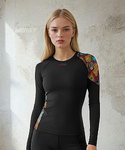 Dámské funkční triko dlouhý rukáv MANDALA černá Bamboo Ultra