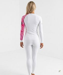 Dámské funkční triko dlouhý rukáv PINK MANDALA bílá Bamboo Heavy