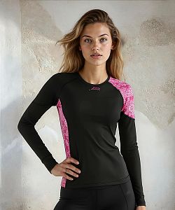 Dámské funkční triko dlouhý rukáv PINK MANDALA černá Bamboo Ultra