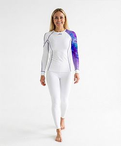 Dámské funkční triko dlouhý rukáv PURPLE bílá Bamboo Heavy