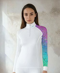 Dámské funkční triko dlouhý rukáv se zipem AQUARELLE bílá Bamboo Thermo
