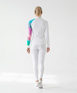 Dámské funkční triko dlouhý rukáv se zipem AQUARELLE bílá Bamboo Thermo