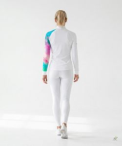 Dámské funkční triko dlouhý rukáv se zipem AQUARELLE bílá Bamboo Thermo