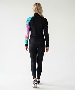 Dámské funkční triko dlouhý rukáv se zipem AQUARELLE černá Bamboo Thermo