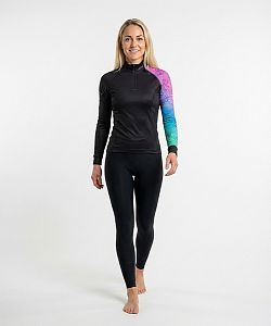 Dámské funkční triko dlouhý rukáv se zipem AQUARELLE LADY černá Bamboo Heavy
