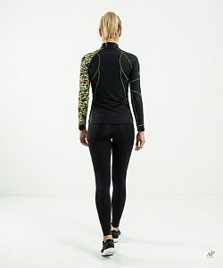 Dámské funkční triko dlouhý rukáv se zipem ARMY černá Bamboo Thermo