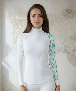 Dámské funkční triko dlouhý rukáv se zipem BIRD bílá Bamboo Heavy