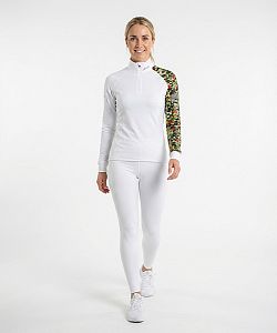 Dámské funkční triko dlouhý rukáv se zipem CAMO bílá Bamboo Heavy