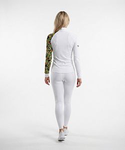 Dámské funkční triko dlouhý rukáv se zipem CAMO bílá Bamboo Heavy