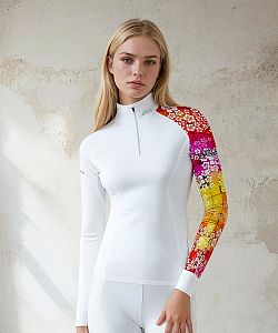 Dámské funkční triko dlouhý rukáv se zipem CANDY bílá Bamboo Thermo